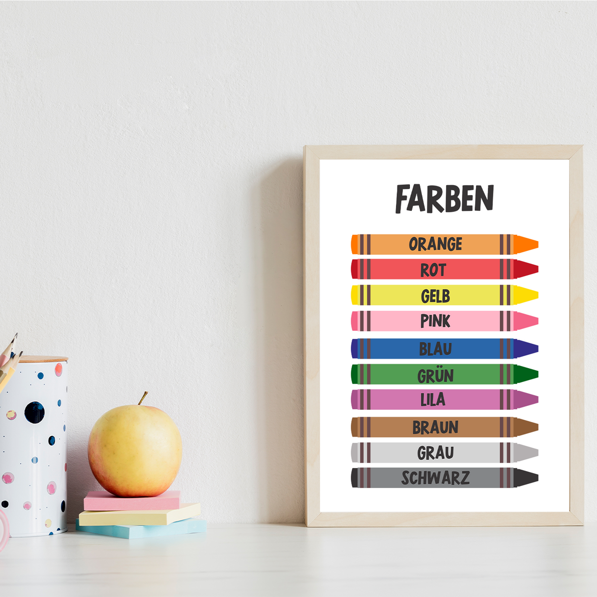 Kinderposter 8er Set ABC, Monate, Wochentage, Farben, Welt, Wetter, Zahlen & Formen Lernposter Kinderzimmer Wandbilder Alphabet Lernhilfe
