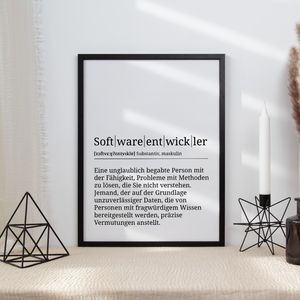 Softwareentwickler Poster Definition Kunstdruck Wandbild Geschenk