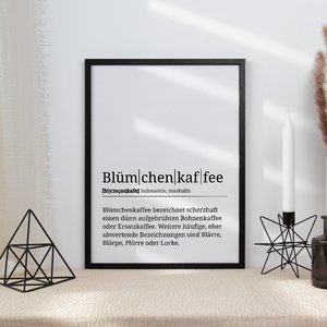 Blümchenkaffee Poster Definition - Kaffee Wandbild Barista Küche Wanddeko Kaffeeliebhaber Geschenk