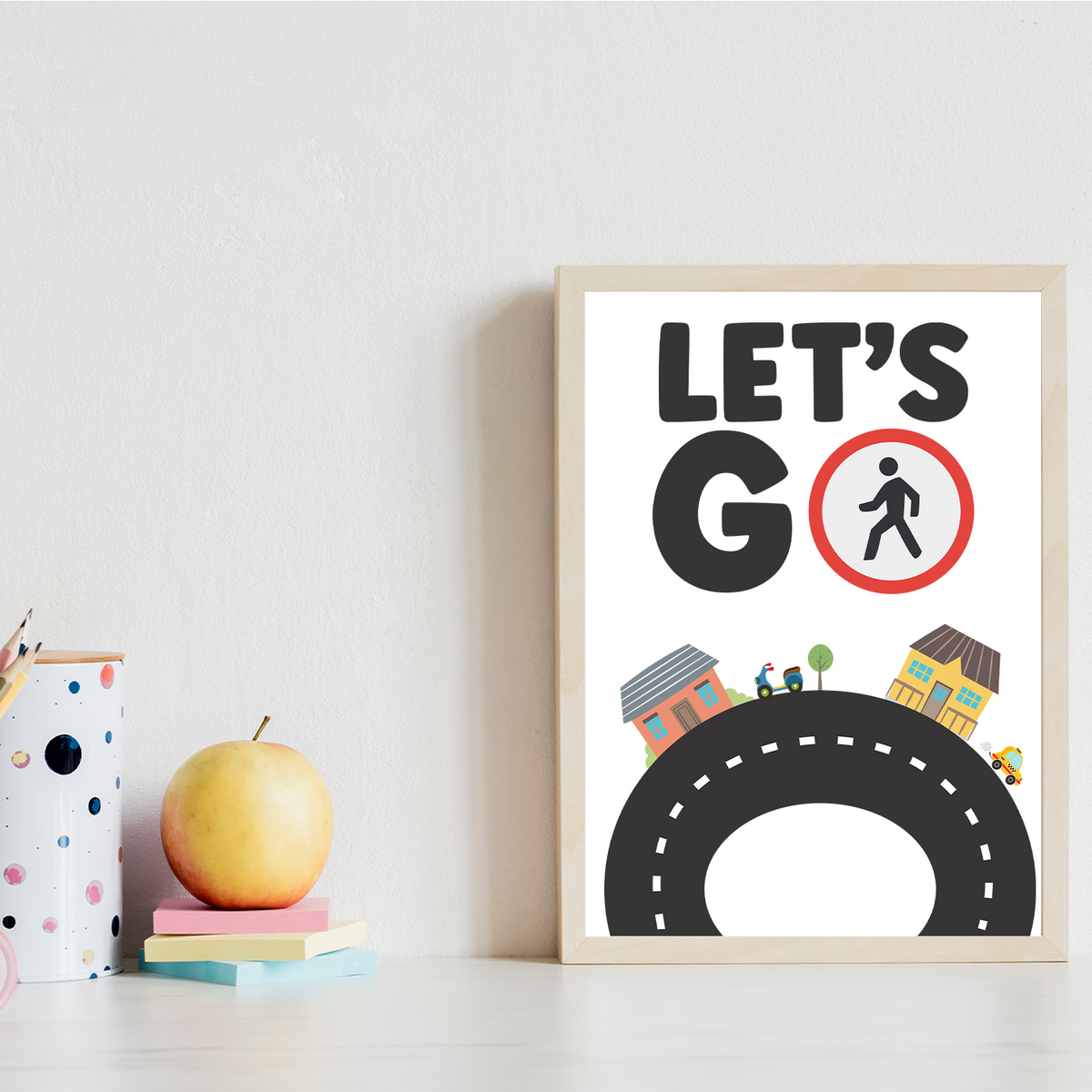 Kinderposter 6er Set ABC Auto Fahrzeuge Lernposter Alphabet | Kinderzimmer Wandbilder Einschulung Kindergarten Grundschule Lernhilfe für Kinder