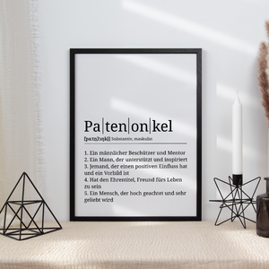 Patenonkel Poster Definition - Wandbild Geschenk