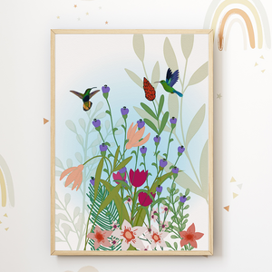 Natur Blumen Bilder 3er Set DIN A4 Kinderzimmer Wandbilder Babyzimmer Poster Dekoration