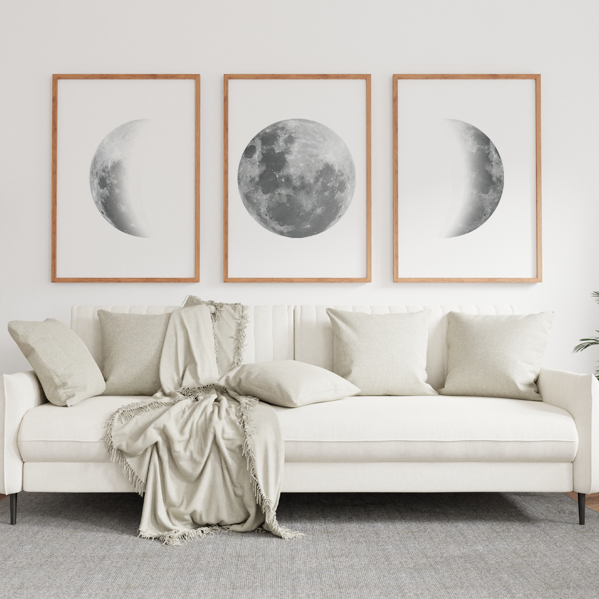 Mondphasen Poster Set – 3 Mondposter Wohnzimmer Schlafzimmer Mond Wandbild Küche Flur Zuhause Wanddeko
