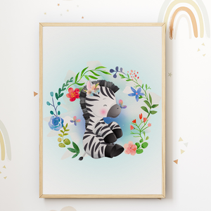 Elefant Zebra Giraffe Safari Tiere Bilder 3er Set DIN A4 Kinderzimmer Wandbilder Babyzimmer Poster Dekoration