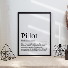 Laden Sie das Bild in den Galerie-Viewer, Pilot Poster Definition Kunstdruck Wandbild Geschenk
