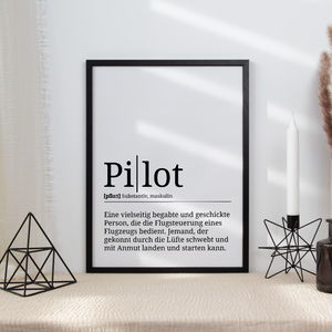 Pilot Poster Definition Kunstdruck Wandbild Geschenk