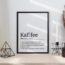Laden Sie das Bild in den Galerie-Viewer, Kaffee Poster Definition - Kaffee Wandbild Barista Küche Wanddeko Kaffeeliebhaber Geschenk
