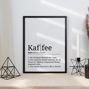Kaffee Poster Definition - Kaffee Wandbild Barista Küche Wanddeko Kaffeeliebhaber Geschenk