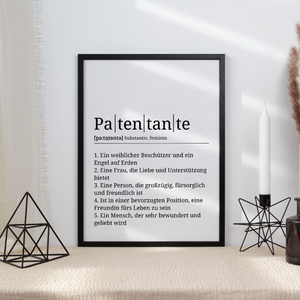 Patentante Poster Definition - Wandbild Geschenk