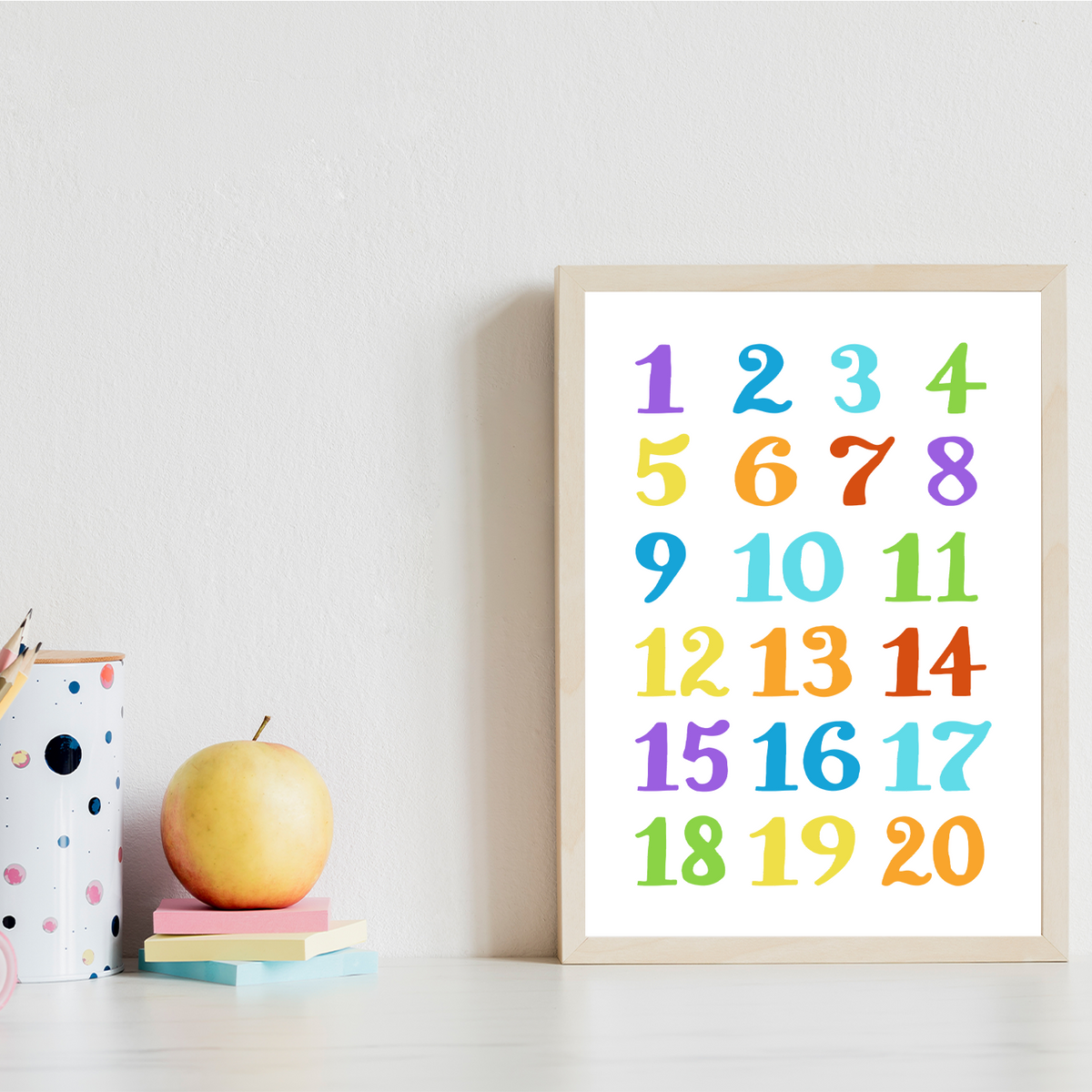 Kinderposter 4er Set ABC, Zahlen, Monate & Tage Lernposter Alphabet | Kinderzimmer Wandbilder Lernhilfe
