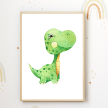 Laden Sie das Bild in den Galerie-Viewer, Dinosaurier 6er Set Kinderzimmer Bilder DIN A4 Wandbilder Deko Babyzimmer Dino Poster
