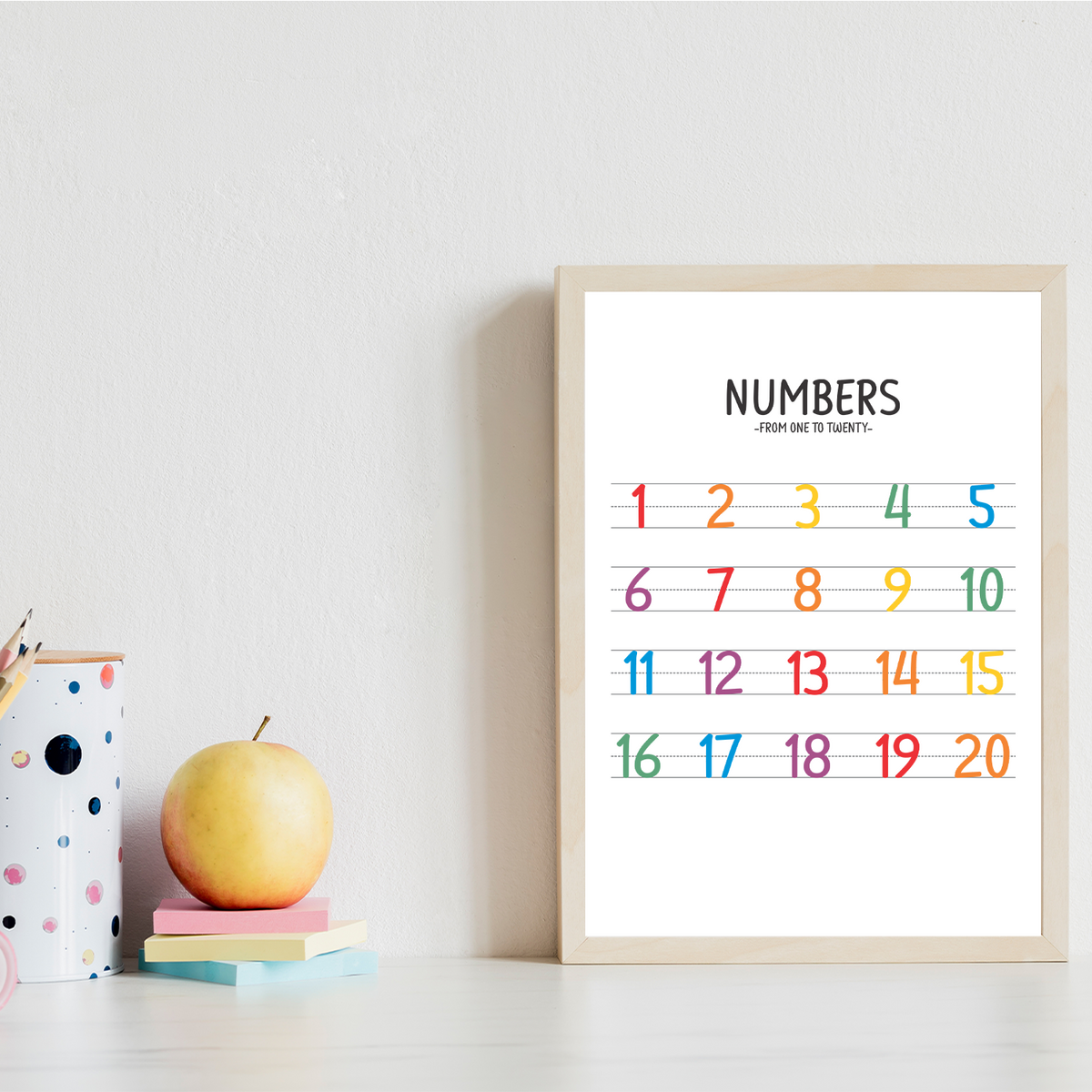 Englisch ABC Kinderposter 2er Set Alphabet Lernposter Buchstaben & Zahlen | Kinderzimmer Wandbilder Lernhilfe für Kinder