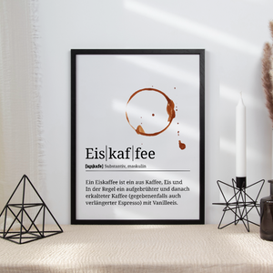 Eiskaffee Poster Definition - Kaffee Wandbild Barista Küche Wanddeko
