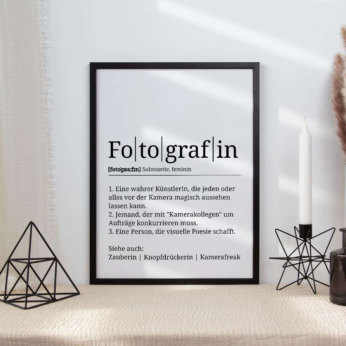 Fotografin Poster Definition Kunstdruck Wandbild Geschenk