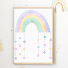 Laden Sie das Bild in den Galerie-Viewer, Regenbogen Einhorn Bilder 3er Set DIN A4 Kinderzimmer Wandbilder Babyzimmer Poster Dekoration
