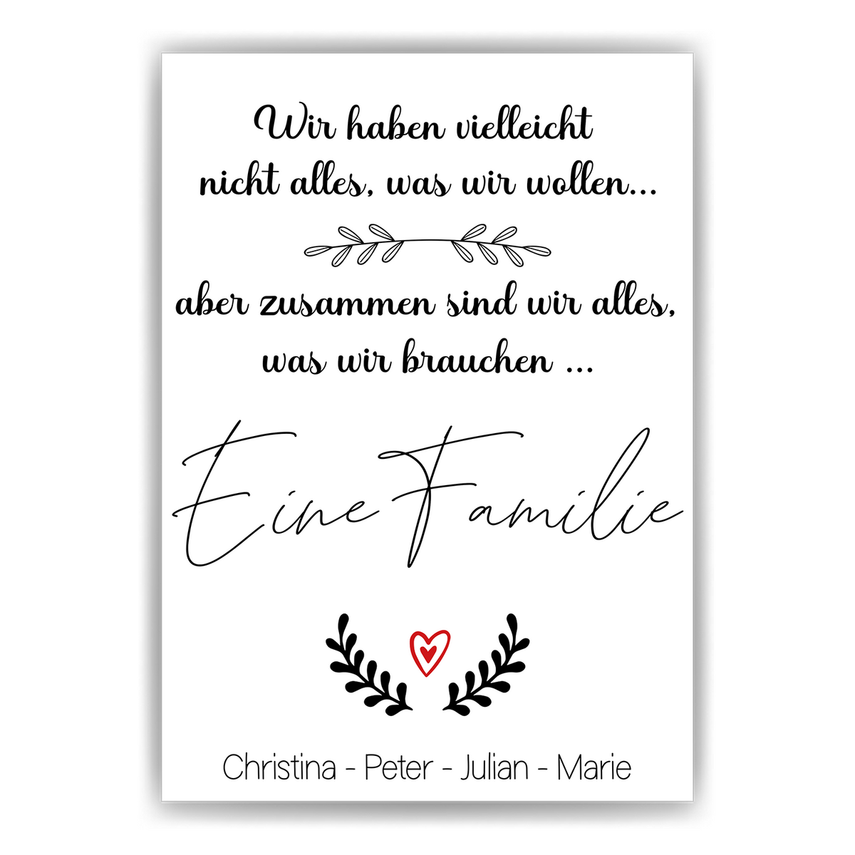 Familie Poster personalisierbar DIN A4 Kunstdruck Eltern Geschenk Mama Papa Kinder