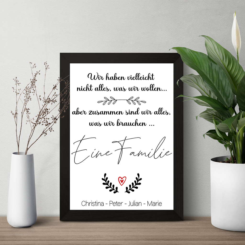 Familie Poster personalisierbar DIN A4 Kunstdruck Eltern Geschenk Mama Papa Kinder