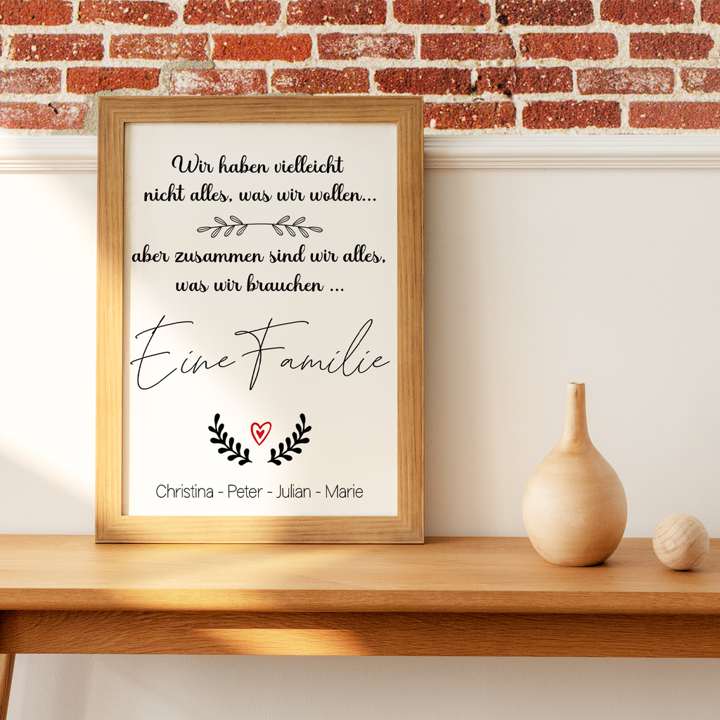 Familie Poster personalisierbar DIN A4 Kunstdruck Eltern Geschenk Mama Papa Kinder
