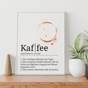 Kaffee Poster Definition - Kaffee Wandbild Barista Küche Wanddeko