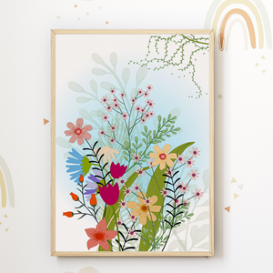 Natur Blumen Bilder 3er Set DIN A4 Kinderzimmer Wandbilder Babyzimmer Poster Dekoration