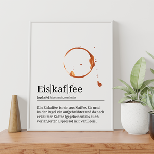 Eiskaffee Poster Definition - Kaffee Wandbild Barista Küche Wanddeko