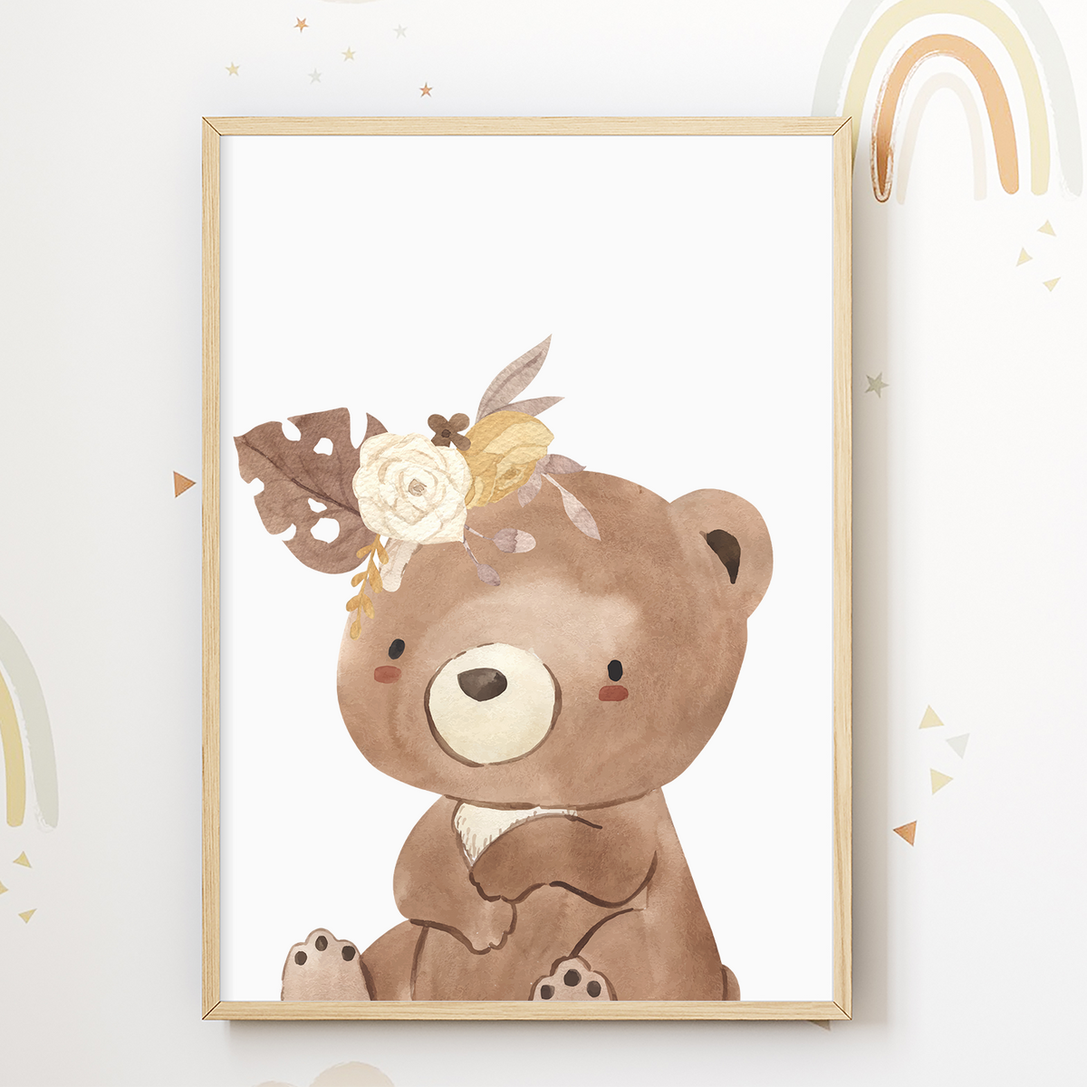 Waldtiere 6er Set Bilder Waschbär Bär Hase Fuchs Kinderzimmer Deko DIN A4 Poster