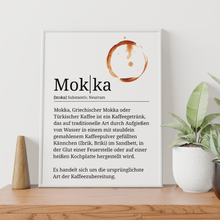 Laden Sie das Bild in den Galerie-Viewer, Mokka Poster Definition - Kaffee Wandbild Barista Küche Wanddeko
