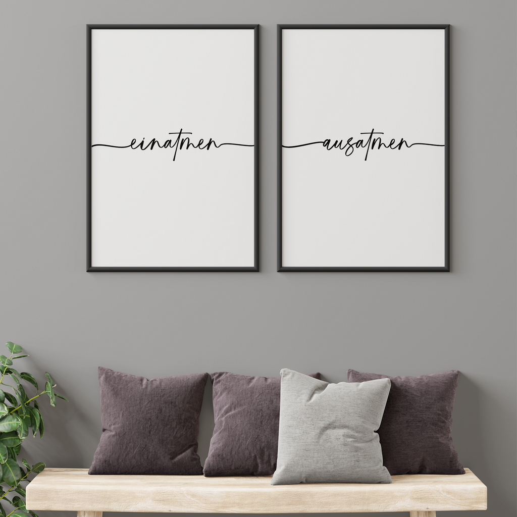 Einatmen Ausatmen Poster - Yoga Entspannung Geschenk Relax Wandbild Wohnzimmer Küche Esszimmer Schlafzimmer Wanddeko
