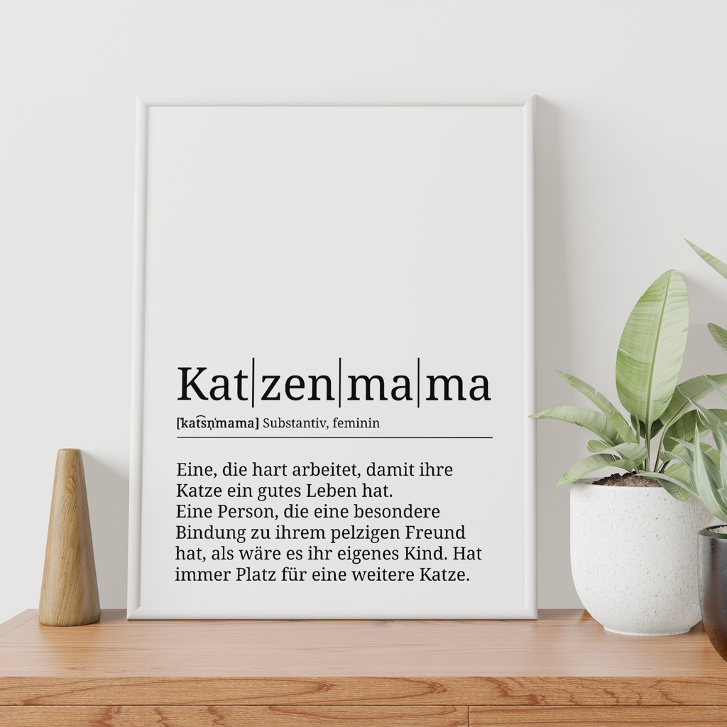 Katzenmama Poster Definition - Katzenbesitzer Geschenk Wandbild