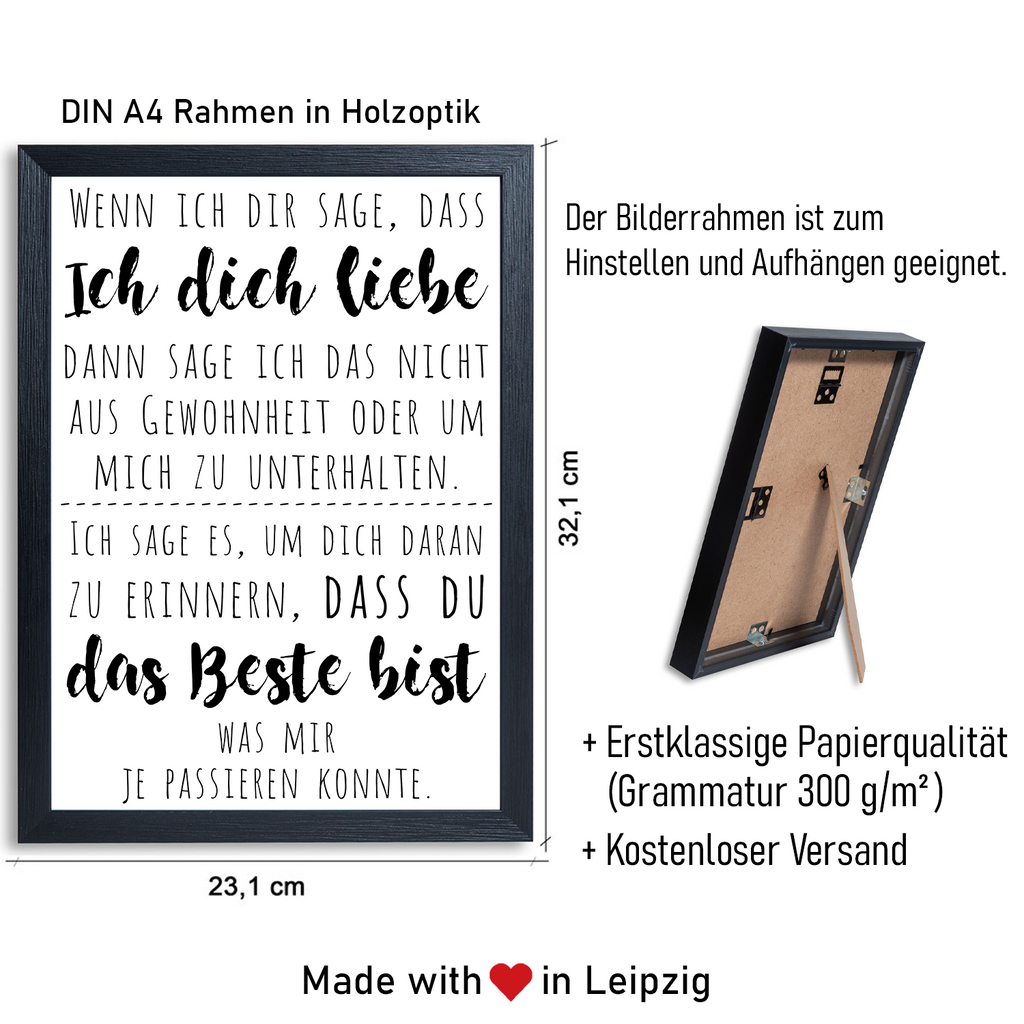 Ich liebe dich Poster DIN A4 Liebe Kunstdruck Valentinstag Geschenkidee Liebespaar Bild