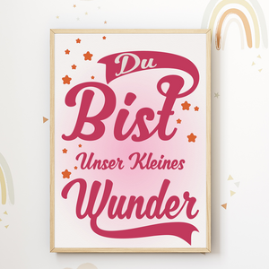 Du bist unser kleines Wunder Bilder 3er Set DIN A4 Kinderzimmer Wandbilder Babyzimmer Poster Dekoration Fuchs Regenbogen Luftballon