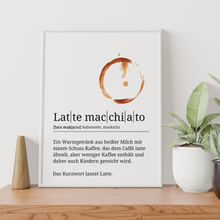 Laden Sie das Bild in den Galerie-Viewer, Latte Macchiato Poster Definition - Kaffee Wandbild Barista Küche Wanddeko
