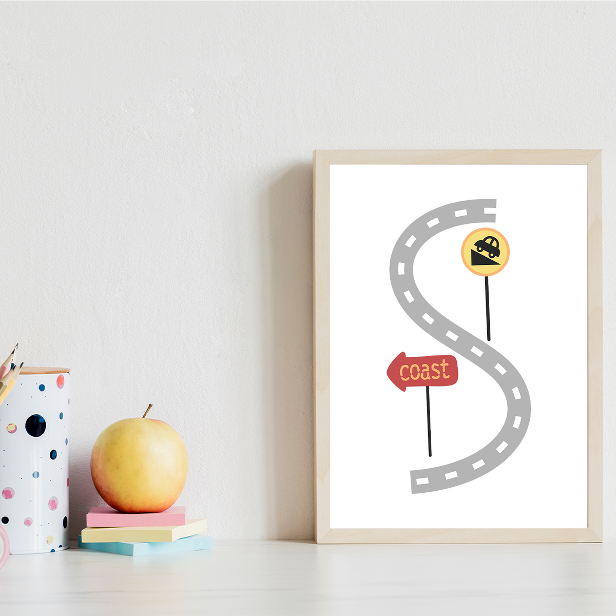 Kinderposter 6er Set ABC Auto Fahrzeuge Lernposter Alphabet | Kinderzimmer Wandbilder Einschulung Kindergarten Grundschule Lernhilfe für Kinder