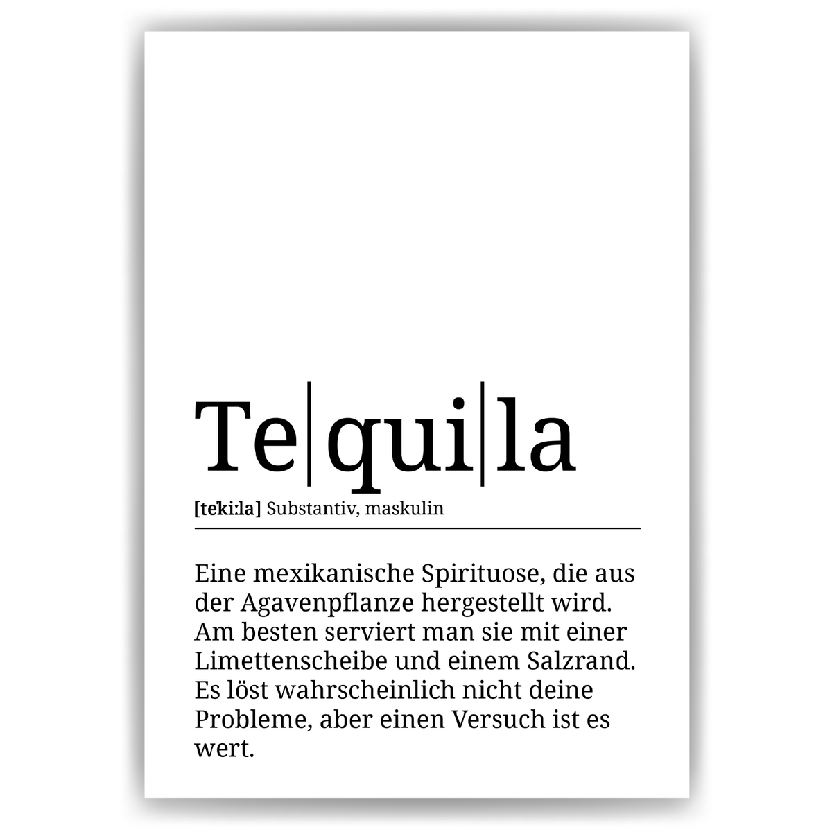 Tequila Poster Definition Kunstdruck Wandbild Geschenk