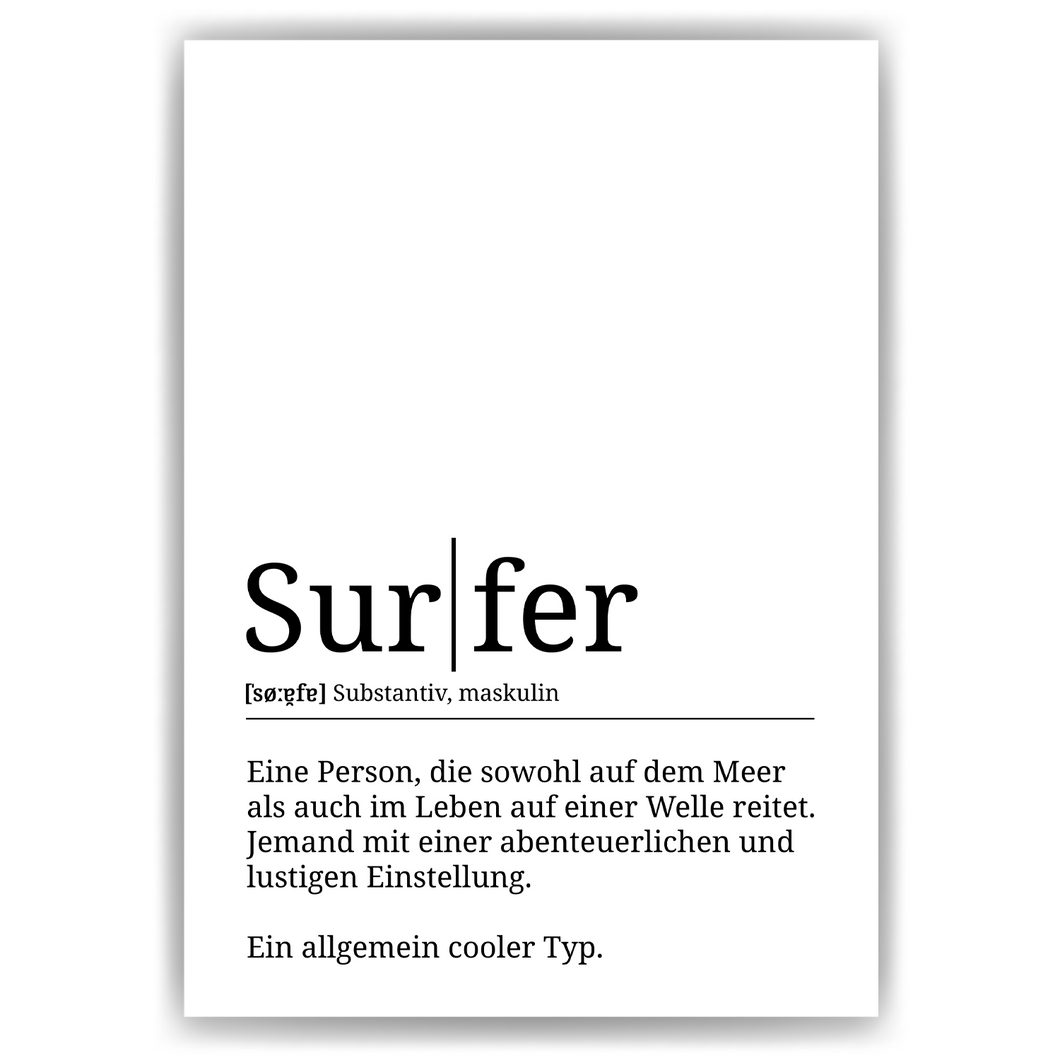 Surfer Poster Definition Kunstdruck Wandbild Geschenk