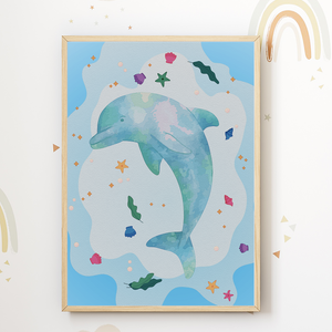 Meerestiere Seepferdchen Wal Delfin Bilder 6er Set DIN A4 Kinderzimmer Wandbilder Babyzimmer Poster Dekoration