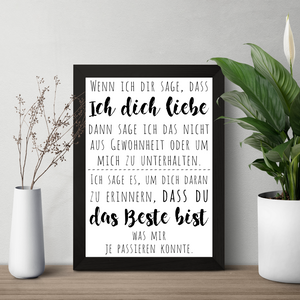 Ich liebe dich Poster DIN A4 Liebe Kunstdruck Valentinstag Geschenkidee Liebespaar Bild