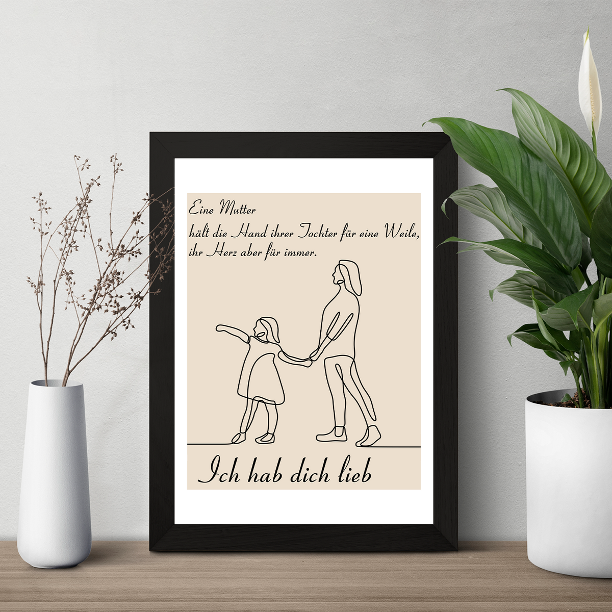 Mama Tochter Poster personalisierbar DIN A4 Kunstdruck Danksagung Muttertag Geschenk Beste Mutter Wandbild