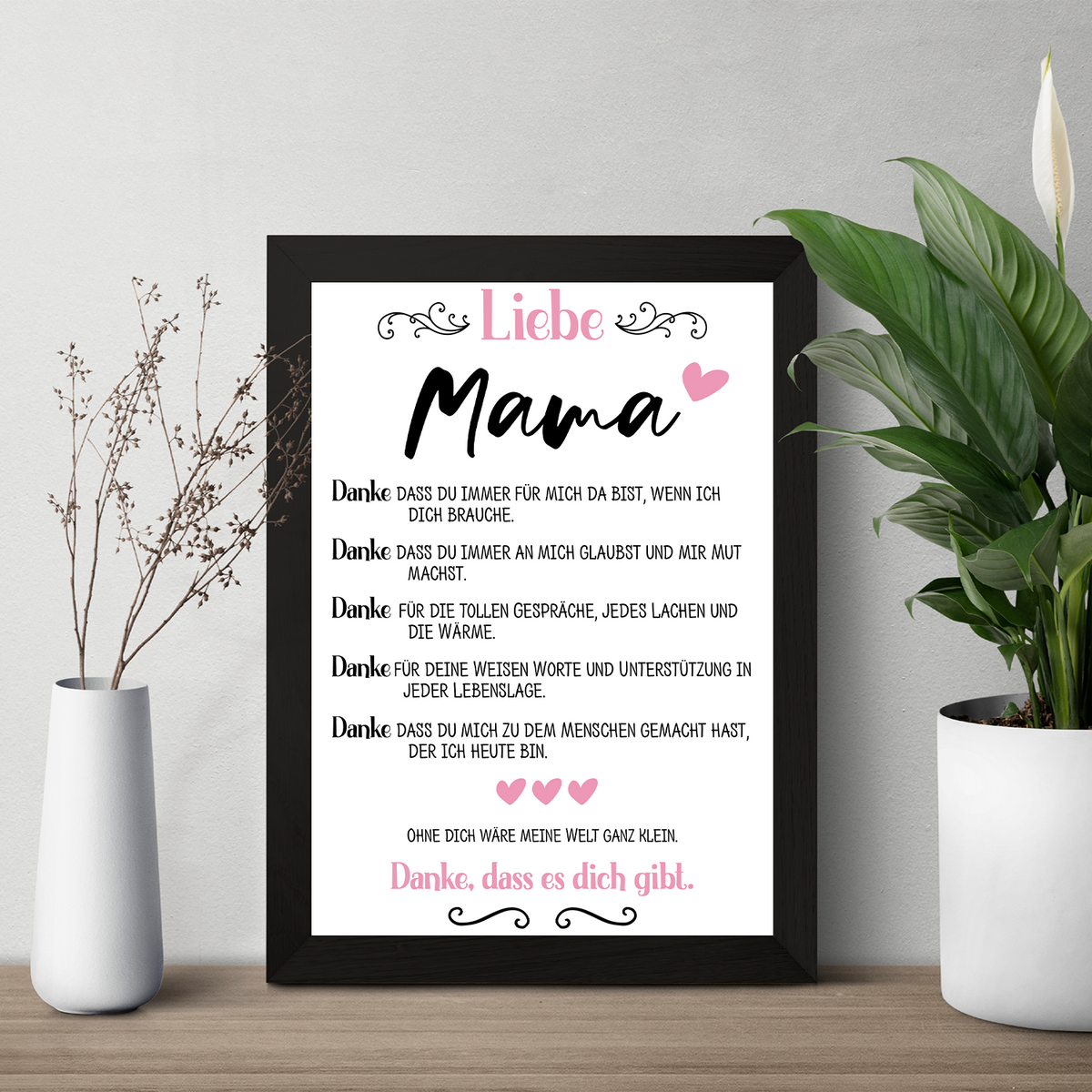 Danke Mama Kunstdruck DIN A4 Poster Muttertag Geschenk Dankesagung Beste Mutter Wandbild Mama Geburtstag Weihnachten