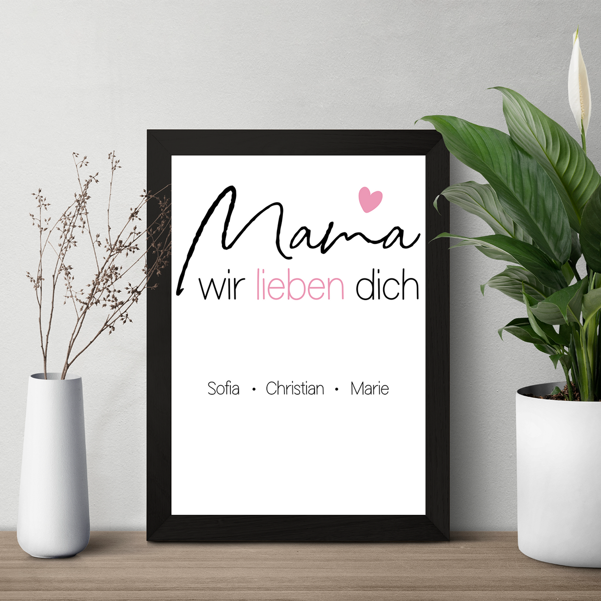 Mama Poster personalisierbar Familienmitglieder DIN A4 Kunstdruck Muttertag Geschenk Danksagung Beste Mutter Wandbild