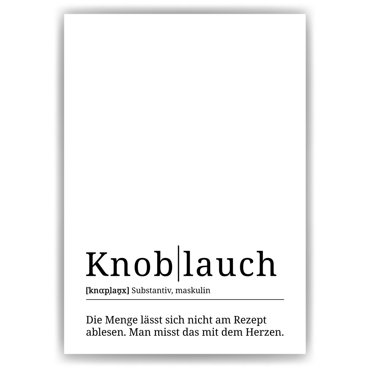 Knoblauch Poster Definition Kunstdruck Wandbild Geschenk