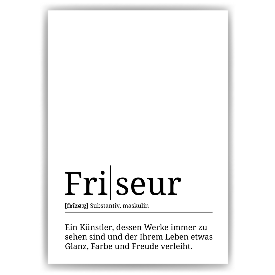 Friseur Poster Definition Kunstdruck Wandbild Geschenk