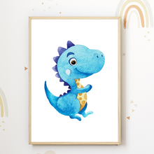 Laden Sie das Bild in den Galerie-Viewer, Dinosaurier 6er Set Kinderzimmer Bilder DIN A4 Wandbilder Deko Babyzimmer Dino Poster
