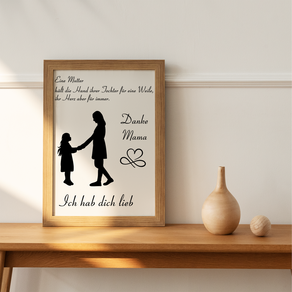 Mama Tochter Poster Kunstdruck DIN A4 Danksagung Muttertag Geschenk Dankeschön Beste Mutter Wandbild Mama Geburtstag Weihnachten