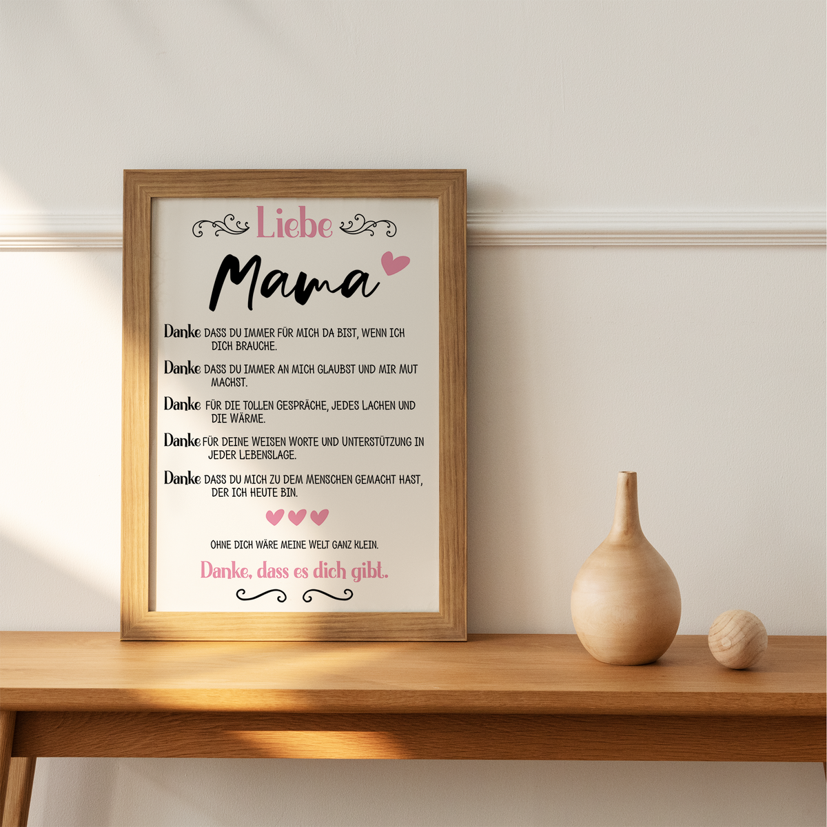 Danke Mama Kunstdruck DIN A4 Poster Muttertag Geschenk Dankesagung Beste Mutter Wandbild Mama Geburtstag Weihnachten