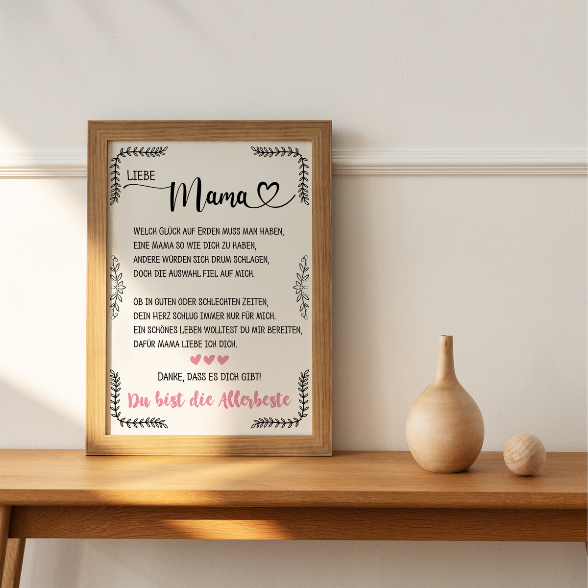 Allerbeste Mama DIN A4 Poster Danksagung Kunstdruck Muttertag Geschenk Dankeschön Beste Mutter Wandbild Mama Geburtstag Weihnachten