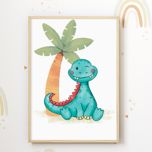 Dinosaurier 6er Set Bilder Dino Kinderzimmer Deko DIN A4 Poster Babyzimmer Wandbilder