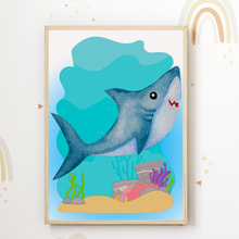 Laden Sie das Bild in den Galerie-Viewer, Meerestiere Seepferdchen Wal Delfin Bilder 6er Set DIN A4 Kinderzimmer Wandbilder Babyzimmer Poster Dekoration
