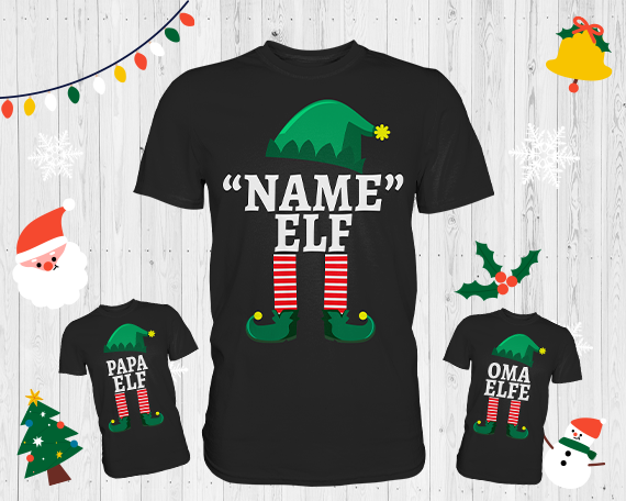 Elf Personalisiertes Weihnachtsoutfit Familie Weihnachten Weihnachtself T-Shirt