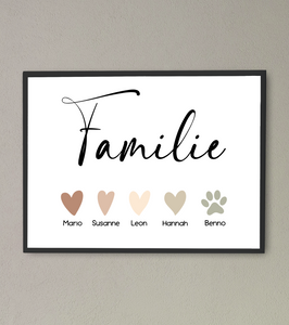 Personalisiertes Familienposter mit/ohne Haustier | Poster von deinen Liebsten